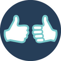 Polegares para cima representando atitude positiva.