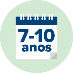 Calendário com os números 7-10 anos em destaque