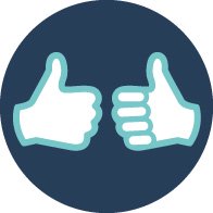 Polegares para cima representando atitude positiva.