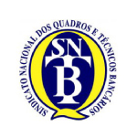O logotipo apresenta um escudo amarelo com borda azul, contendo as letras brancas ’SNB’ em destaque. Ao redor, lê-se: ’SINDICATO NACIONAL DOS QUADROS E TÉCNICOS BANCÁRIOS’.
