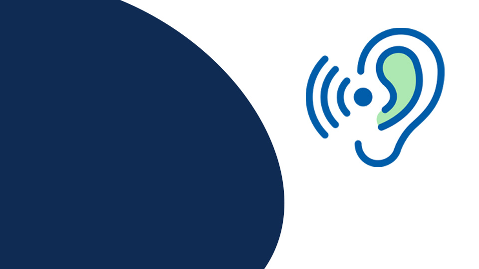 Icône représentant une oreille avec des ondes sonores.