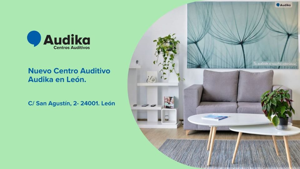 Nuevo Centro Auditivo Audika en León, ubicado en C/ San Agustín, 2-24001, con un diseño moderno y acogedor para brindar soluciones auditivas.