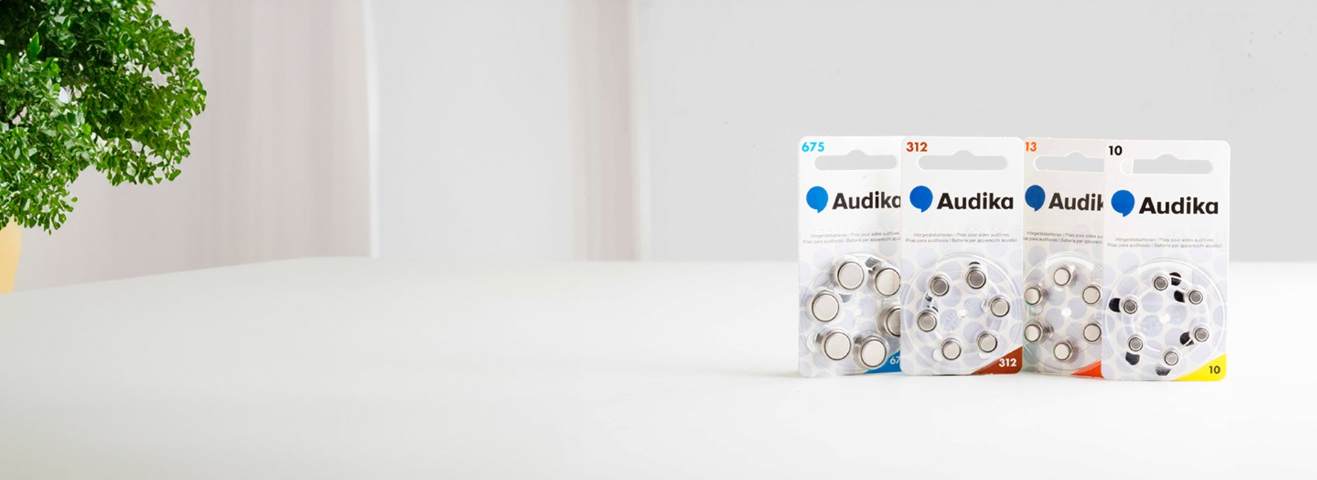Pilas para audífonos Audika en diferentes tamaños disponibles gratuitamente.