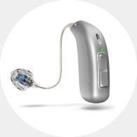 audífono Audika plateado con diseño moderno y tecnología avanzada