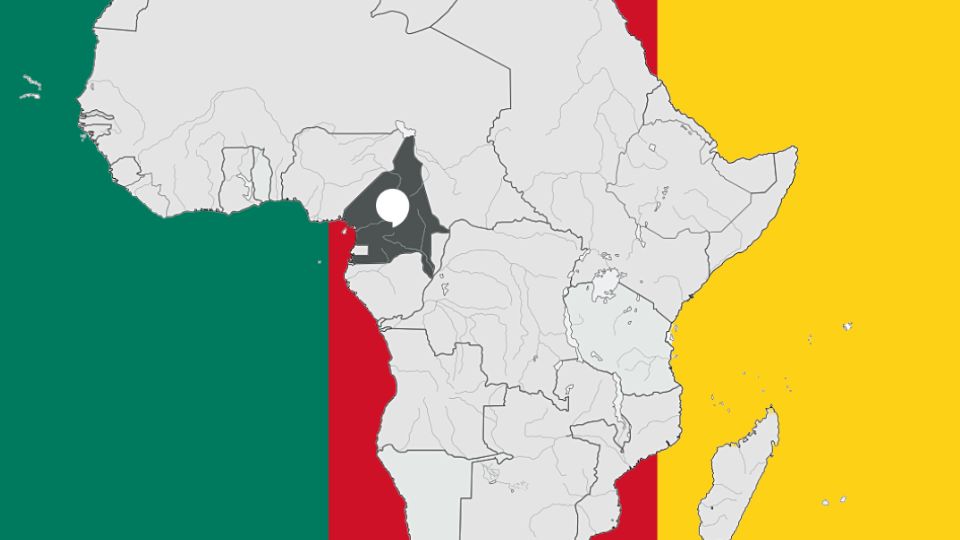 Audika soutenant l'accès aux soins auditifs au Cameroun, mis en évidence sur une carte de l'Afrique avec les couleurs du drapeau camerounais.