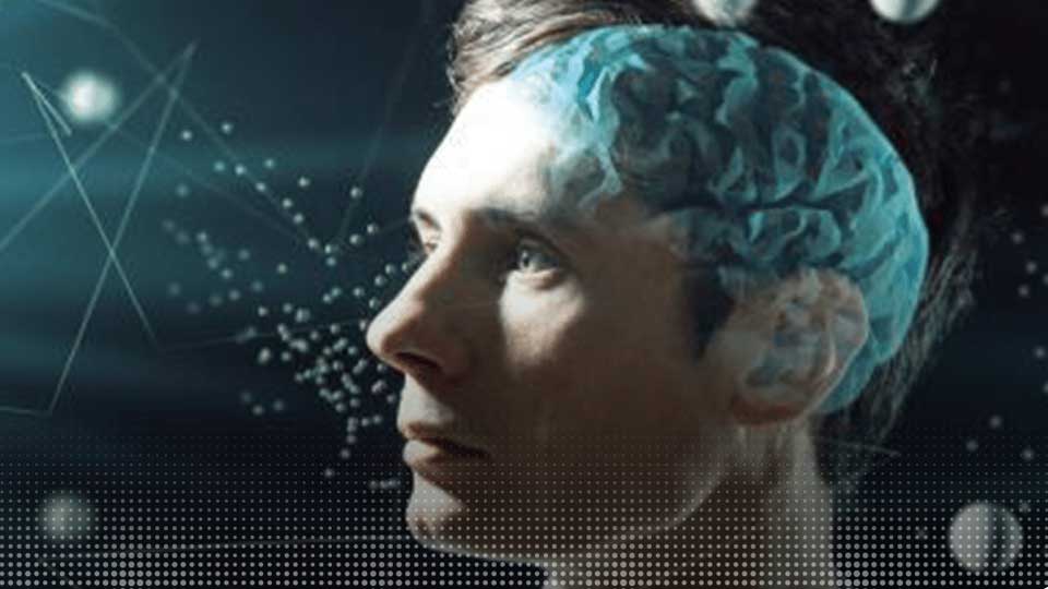 Représentation du cerveau humain avec des connexions neuronales en arrière-plan