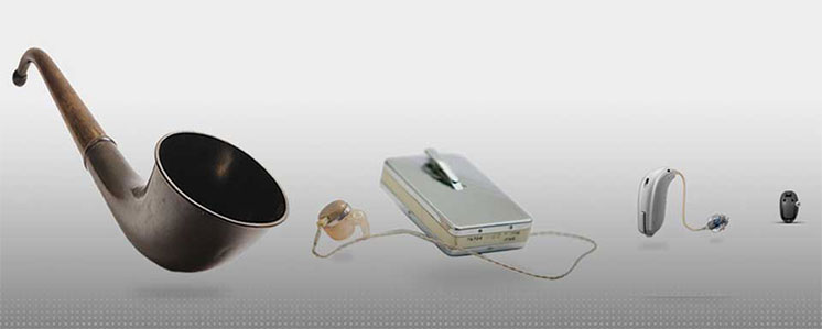 Évolution des aides auditives, depuis les cornes d’écoute jusqu’aux appareils auditifs modernes.