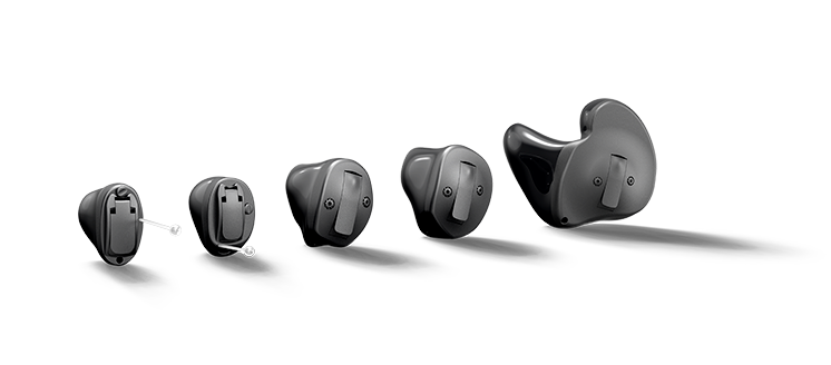 Appareils auditifs intra-auriculaires Audika en différentes tailles