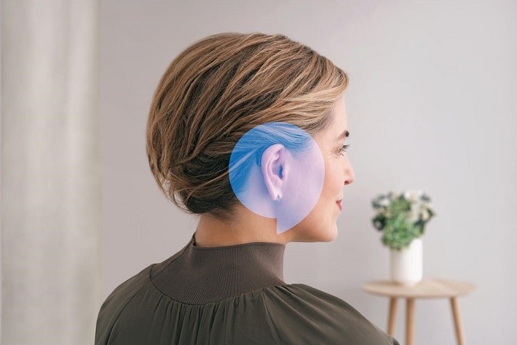 Port d’aides auditives MiniRITE derrière l’oreille