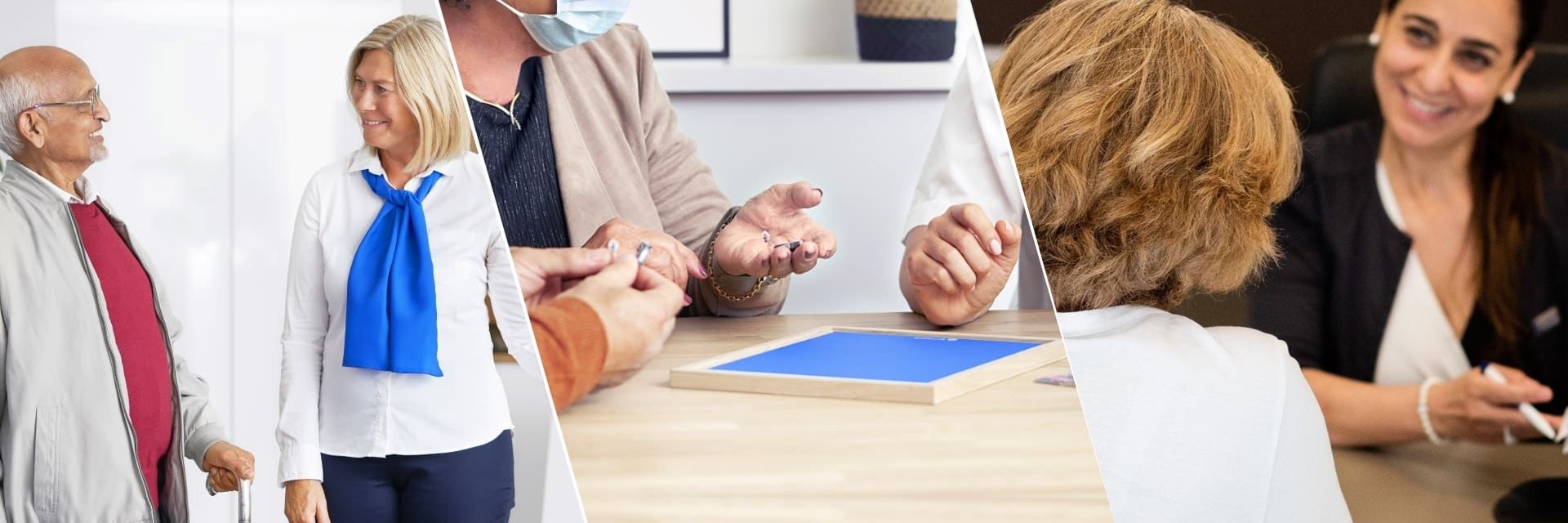 Audioprothésistes expliquant le fonctionnement et le remboursement des aides auditives.