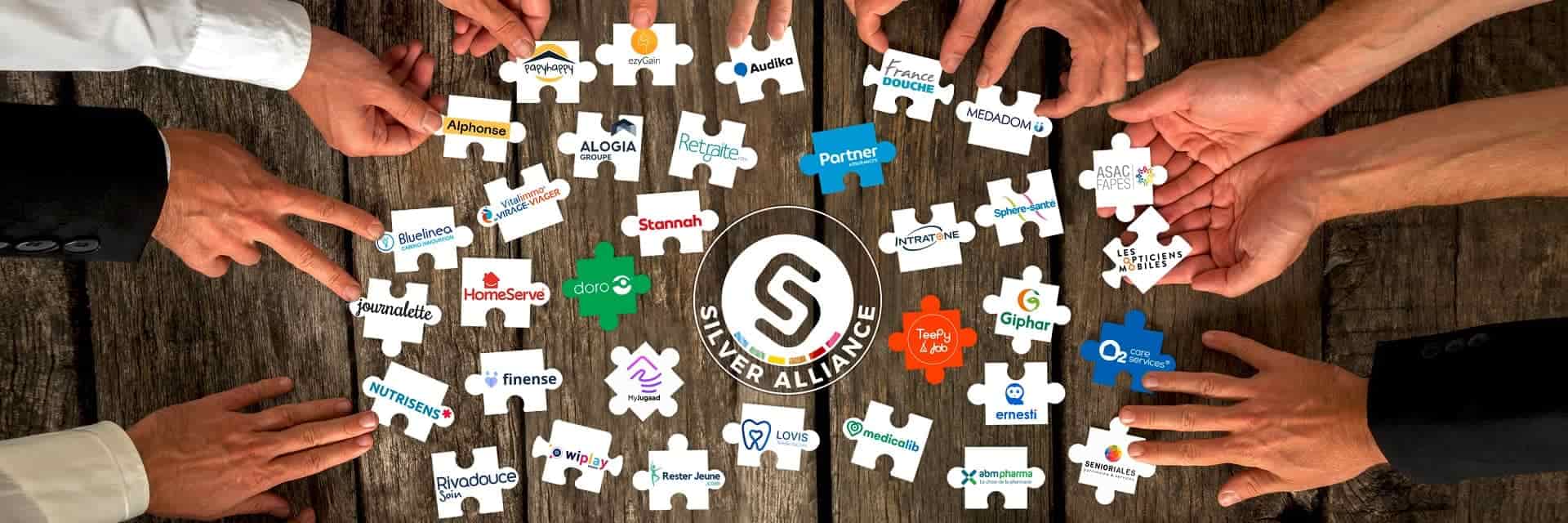 Puzzle collaboratif représentant les partenaires de Silver Alliance.