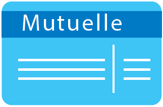 Carte bleue et blanche représentant une mutuelle