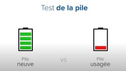 test de pile pour appareil auditif montrant une comparaison entre une pile neuve et une pile usagée