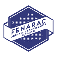 FENARAC, association des artisans et commerçants retraités, logo hexagonal bleu avec silhouette de carte de France.