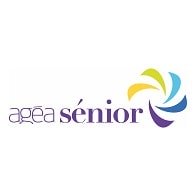 Logo Agéa Sénior, texte violet accompagné d’un symbole circulaire coloré en bleu, vert et jaune.