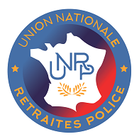 Logo de l’Union Nationale des Retraités de la Police (UNRP) avec carte de France en arrière-plan et couronne de laurier.