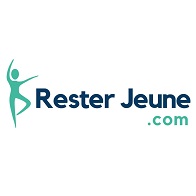 Logo de Rester Jeune avec une silhouette verte et texte bleu.