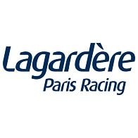 Logo bleu de « Lagardère Paris Racing », présentant le nom stylisé de l’organisation.