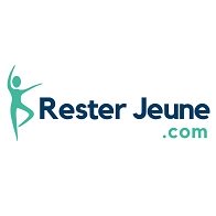 Logo de Rester Jeune avec une silhouette verte et texte bleu.