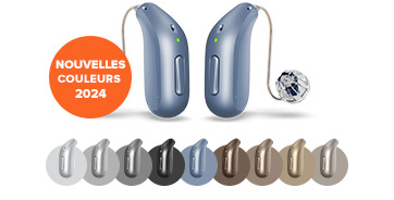 Présentation des couleurs disponibles pour les appareils auditifs Audika Blink