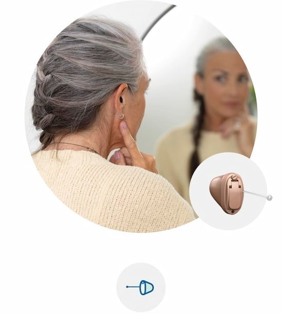 Audika Blink Mini, aide auditive discrète adaptée pour un port quotidien.