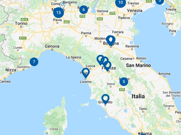 mappa dei centri acustici Audika per la cura dell’udito in Italia