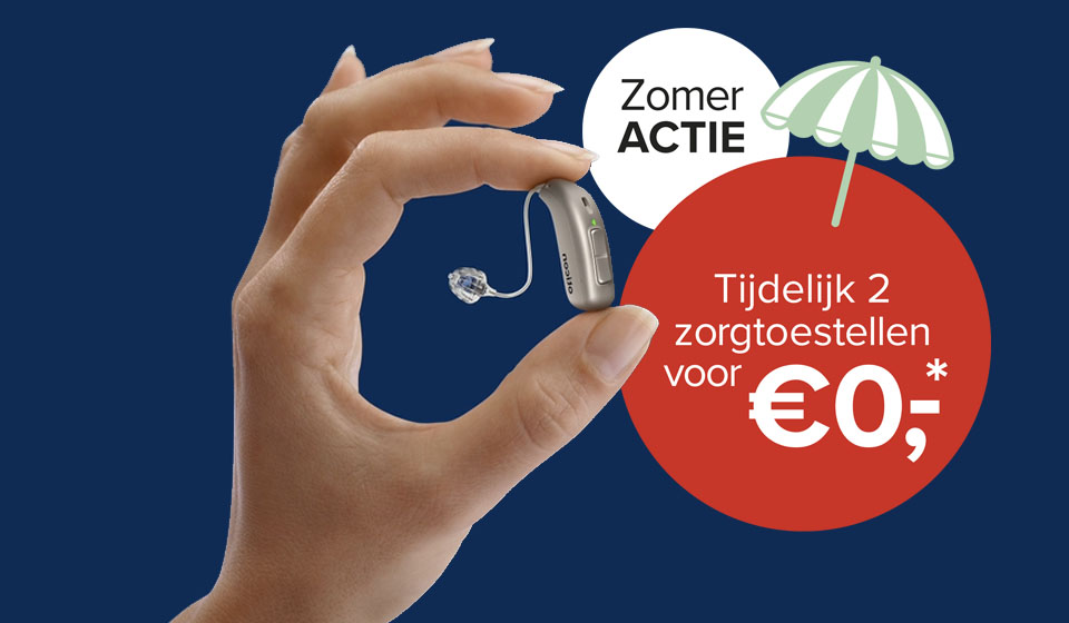 Banner voor de zomeractie van Audika de 0 euro actie