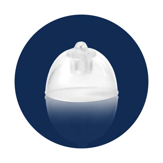 Gesloten dome van silicone voor gebruik met hoortoestellen