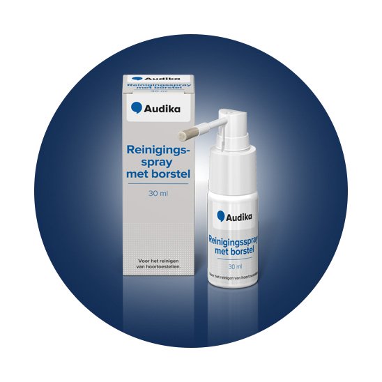 Reinigingsspray met borstel voor hoortoestellen, 30 ml, van Audika