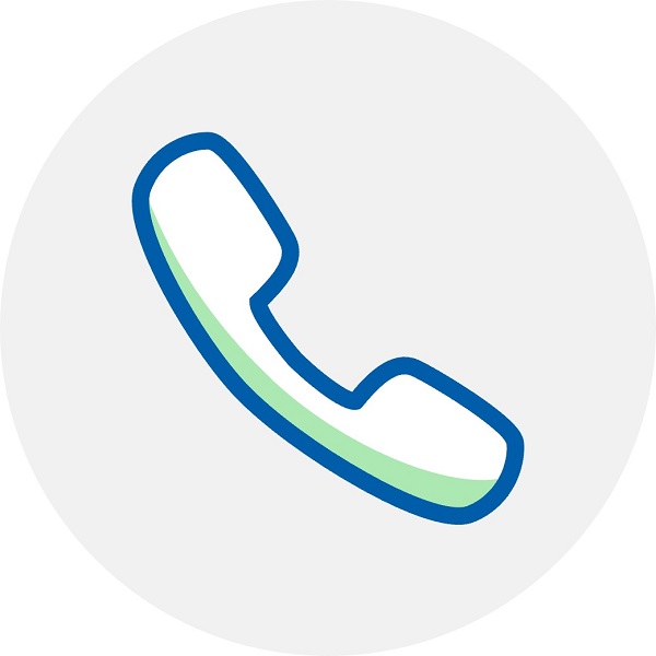 Ikona słuchawki telefonu stacjonarnego na szarym tle.