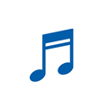 Niebieska ikona nuty muzycznej na białym tle.