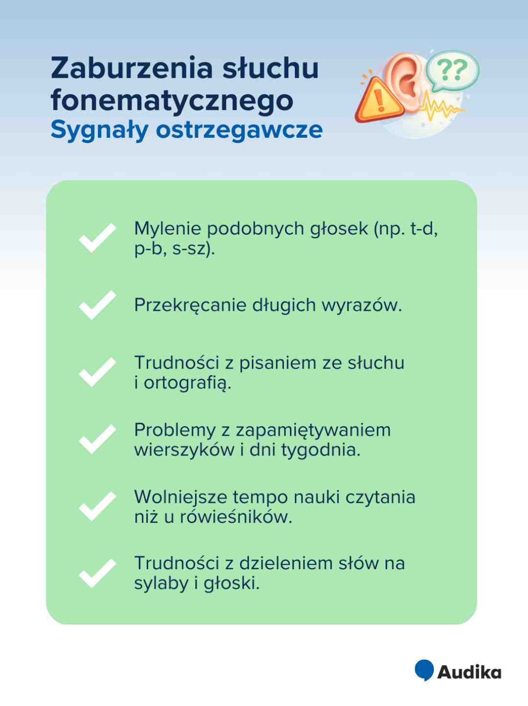 Zaburzenia słuchu fonematycznego – częste objawy.
