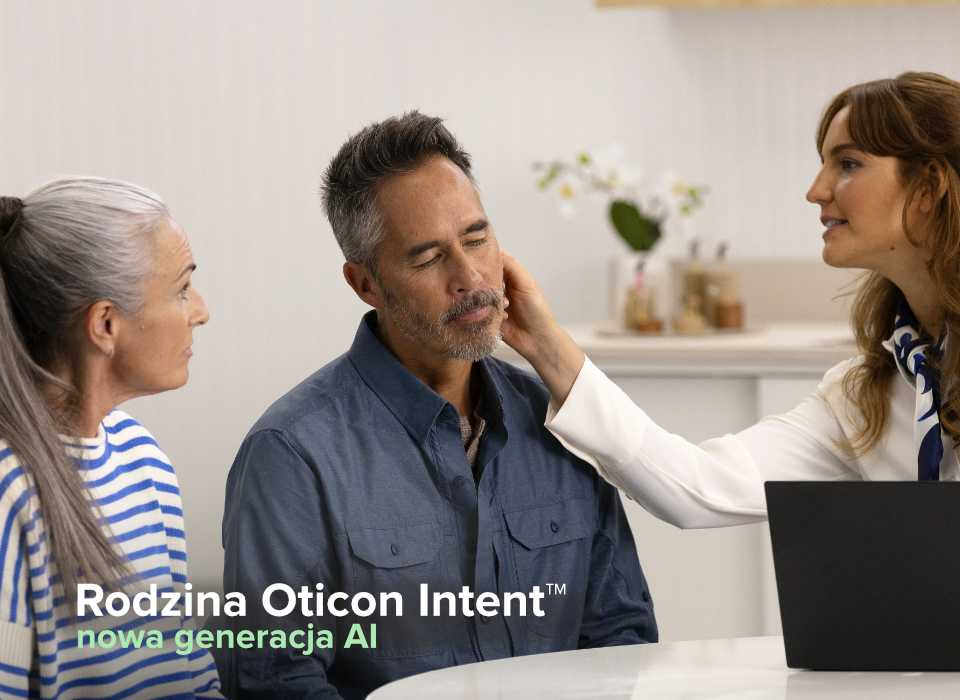 Wypróbuj nowoczesne aparaty słuchowe Oticon Intent™ z technologią AI w profesjonalnym gabinecie.