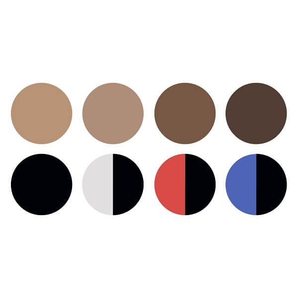 Aparaty słuchowe Oticon Own™ – dostępne kolory beżowe, brązowe, czarne, szare, czerwone i niebieskie.