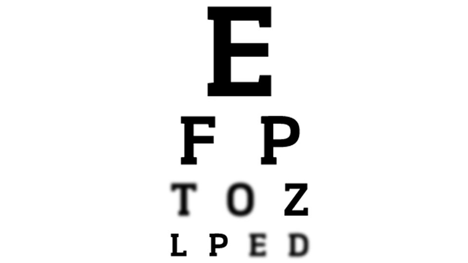  Synundersökningstavla som illustrerar skillnaden mellan synnedsättning och hörselnedsättning