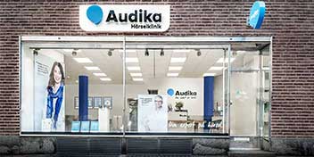 Bild på utsidan av audikas nya hörselklinik i Norrtälje