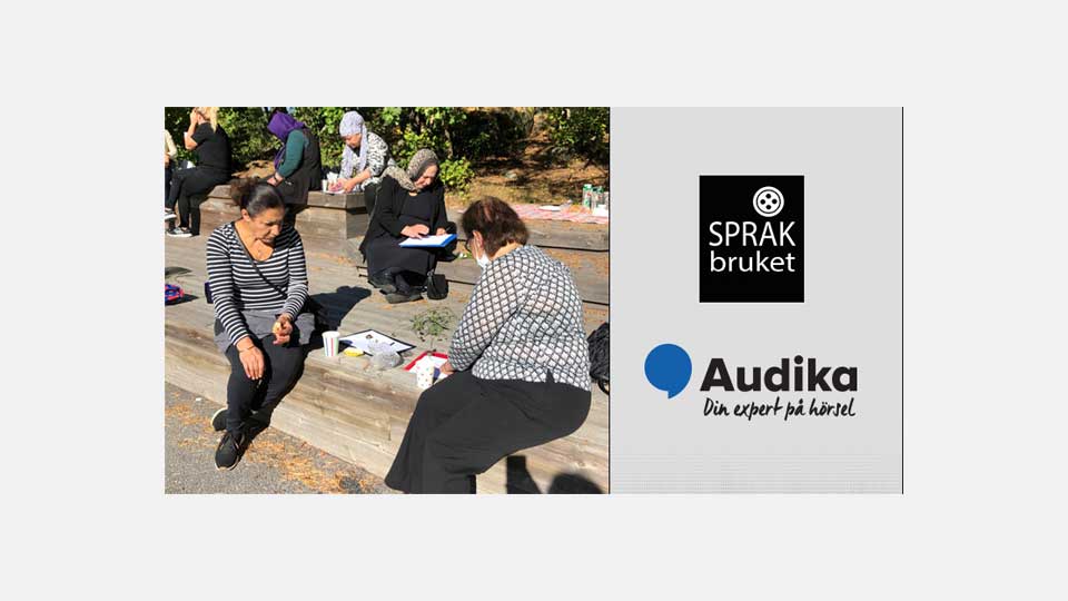  Samarbete mellan Språkbruket och Audika för hörselvård och språkutveckling utomhus.