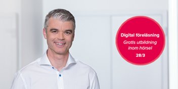  Henrik håller Audikas digitala föreläsningar om hörsel.