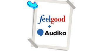 Feelgood och Audika logotyper som representerar vårt nya samarbete.