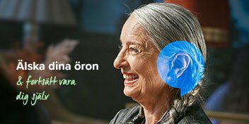  Patient med hörapparat som fått förbättrad hörsel hos Audika.