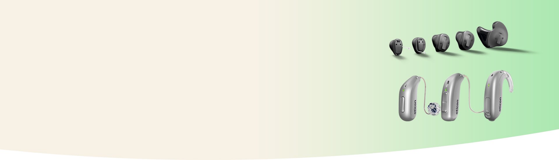  Olika modeller av hörapparater som finns tillgängliga för utprovning hos Audika.