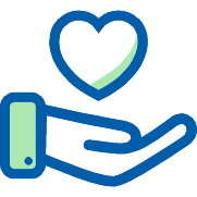 Bild på en ikon med en hand som är utsträckt ovan ett hjärta