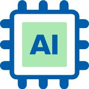 Bild på en ikon av en chip som det står AI i.