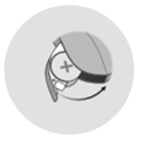  Illustration av hur du byter batteri på en bakom-örat-hörapparat