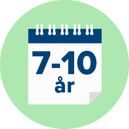  Illustration som visar att det tar i genomsnitt 7–10 år att erkänna sin hörselnedsättning, symboliserat av en kalender.