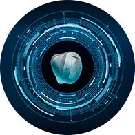  Oticon Own hörapparat med BrainHearing-teknik och futuristisk bakgrund. 