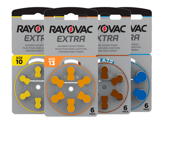  Batterier för bakom-örat-hörapparater från Rayovac i olika storlekar