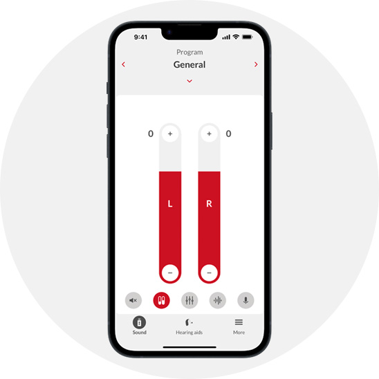 Bild på hur bernafon appen ser ut