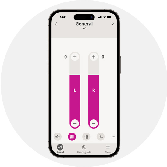 Bild på hur Oticon Companion appen ser ut