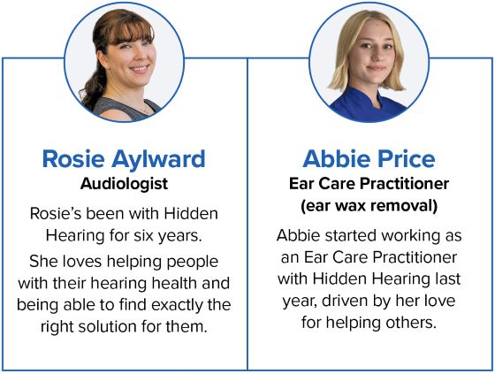 Audika Bristol team featuring Audiologist Rosie Aylward and Ear Care Practitioner Abbie Price.